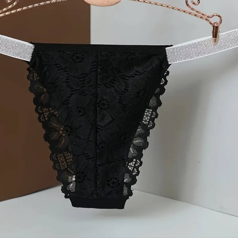 Men's Thong Black Lace Medium 31 30 32 - Picture 2 of 5